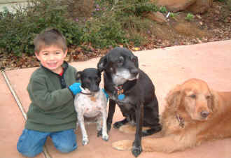 Zion and Bo, Mickey and Pepper, December 2001